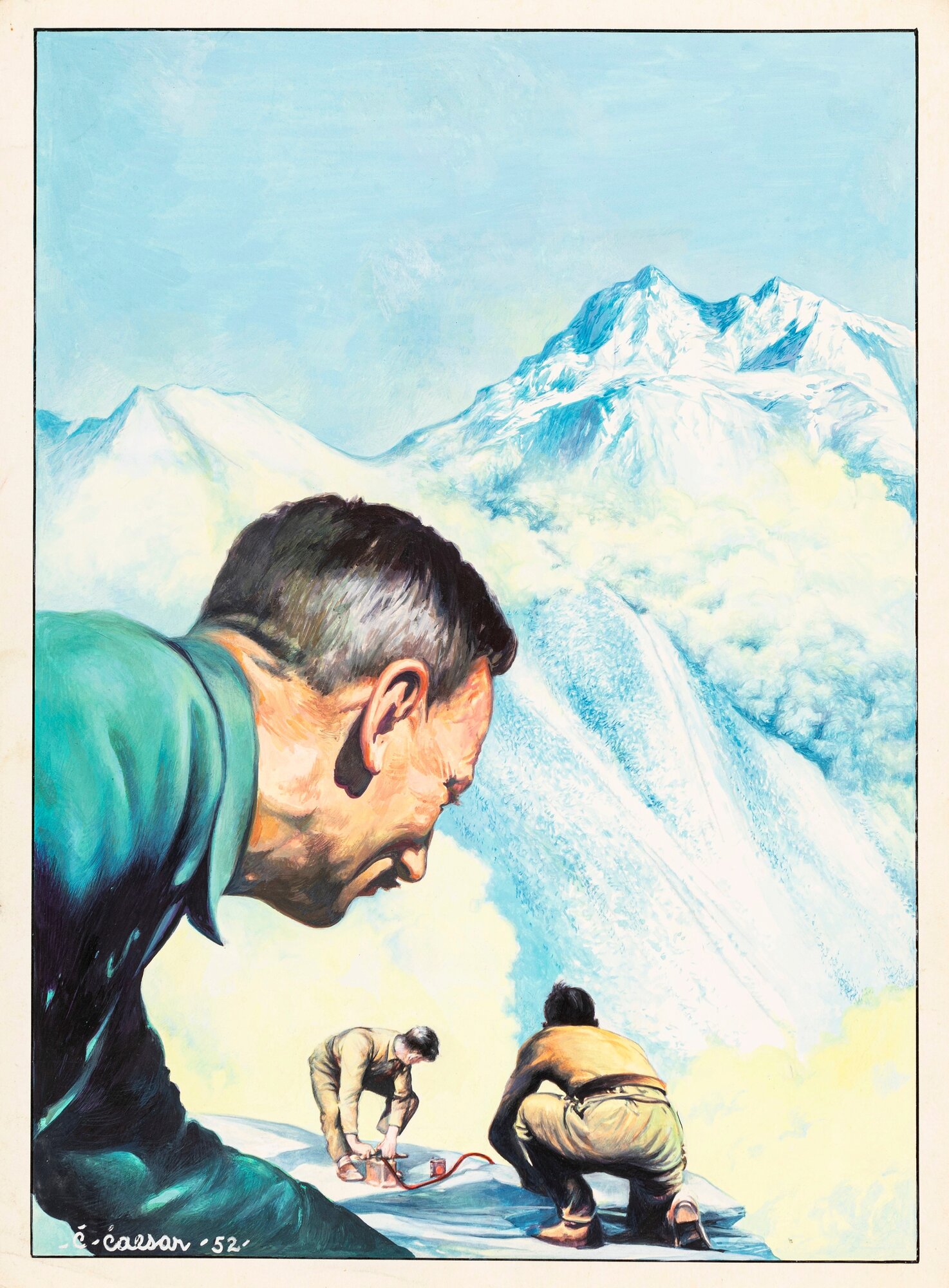 Alpinisti e valanga, tavola di Kurt Caesar 1952
